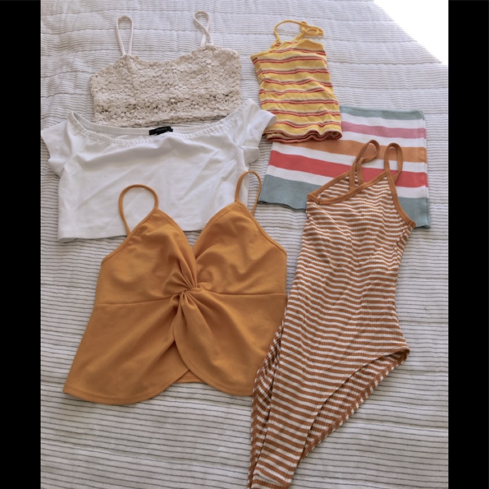 EUC,Collection of 6 Forever21 crop tops/bodysuit! Size S